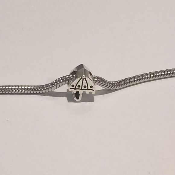 Silver Umbrella Charm for Pandora Style Bracelet - Picture 2 of 5